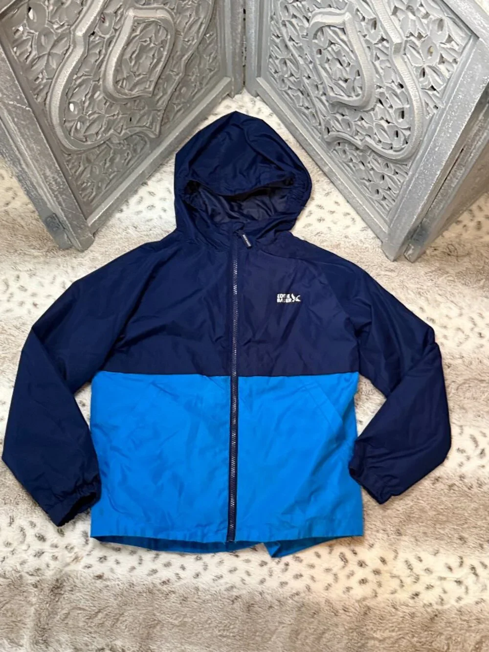 Eddie Bauer convertible windbreaker jacket boys medium camo fleece school winter